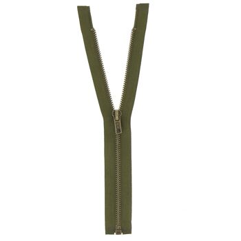 Fermeture laiton séparable vert armée, 30 cm