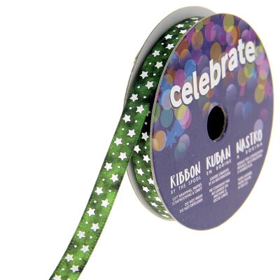Bobina de cinta fantasía verde - 2 m x 6 mm