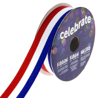 Bobine Ruban bleu, blanc, rouge - 4 m x 15 mm