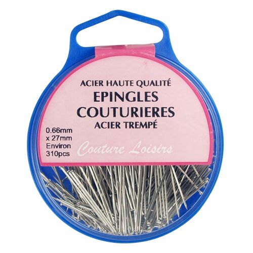 Epingles couture nickelées 25g - 27 mm x 0,66 mm