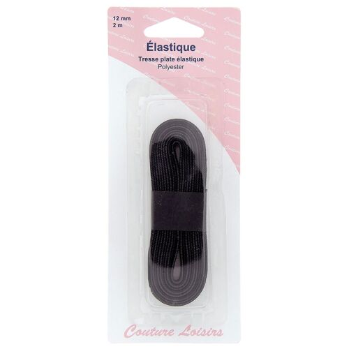 Elastique 12 mm tissé souple noir - long. 2 m