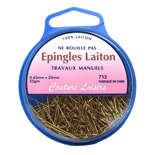 Epingles trav. manuels laiton 25g - 0,65 mm x 0,20 mm