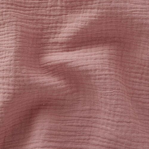 Tissu au mètre double gaze uni, coton, rose thé