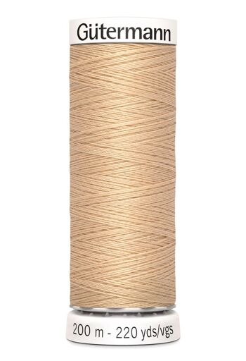 Fil tout coudre 200 m polyester, beige sable 421