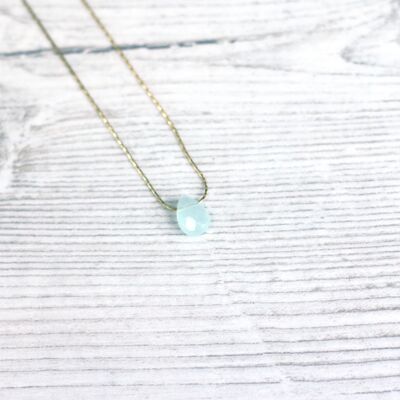 Samudra Aquamarine Stone Teardrop Necklace - 18ct gold plated