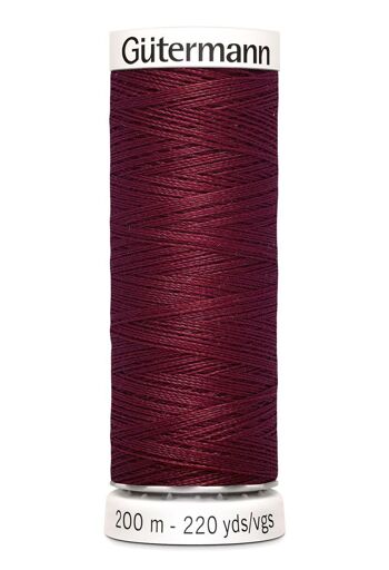 Fil tout coudre 200 m polyester, bordeaux 368