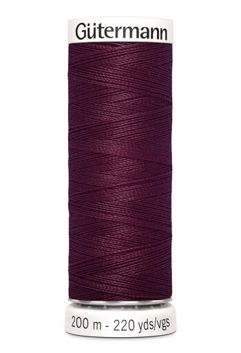 Fil tout coudre 200 m polyester, bordeaux 108