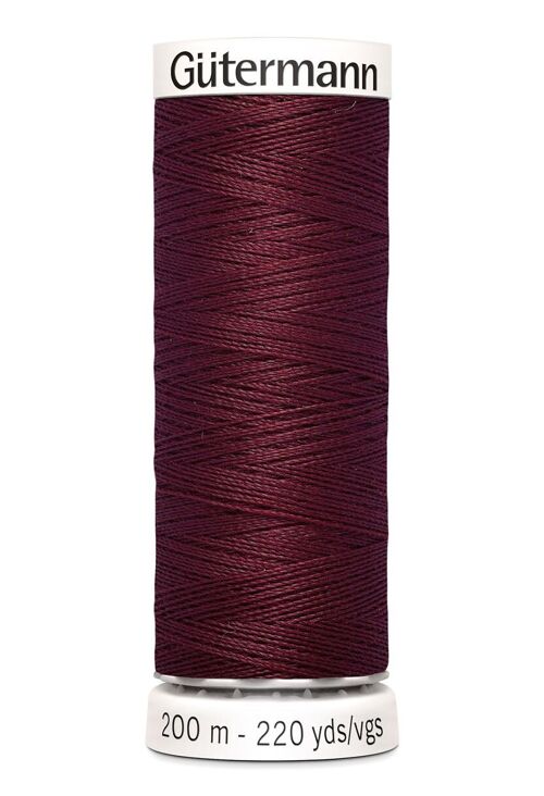 Fil tout coudre 200 m polyester, bordeaux 369