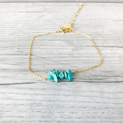 Asri Turquoise Stone Handmade Bracelet - Gold