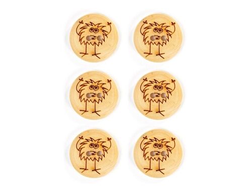 Lot de 6 boutons buis Ø 20 mm monstre