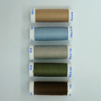 Fil à coudre polyester 5 fusettes de 100 m, couleurs variées 3