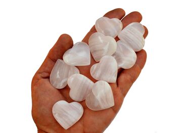 10 Pcs Lot de Coeur de Calcite Mangano Rose (30mm - 35mm) 1