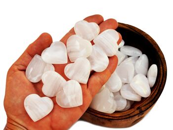 10 Pcs Lot de Coeur de Calcite Mangano Rose (30mm - 35mm) 3