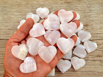 10 Pcs Lot de Coeur de Calcite Mangano Rose (30mm - 35mm) 5