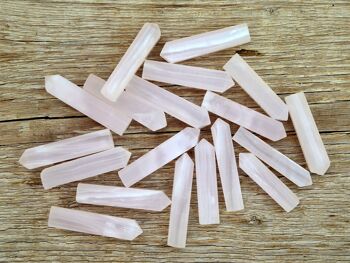Pointe de cristal à facettes en calcite mangano rose (50 mm - 55 mm) 2