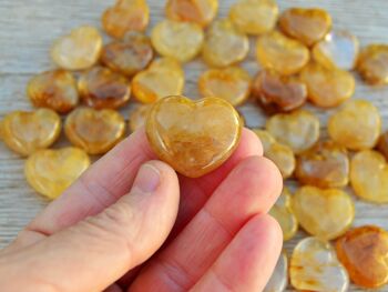 Cristal de cœur de quartz hématoïde jaune (30 mm) - Quartz guérisseur doré 4