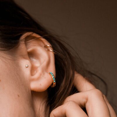 Surya Huggie Hoop Earrings - Turquoise