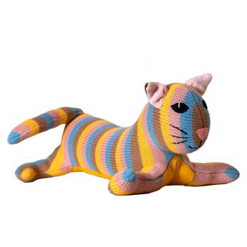 Peluche chat tricotée longue colorée 1