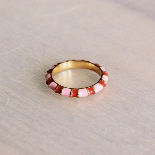 Stainless steel statement ring pink/red/gold