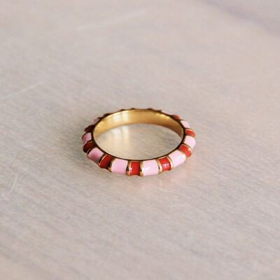 Edelstahl Statement Ring rosa/rot/gold