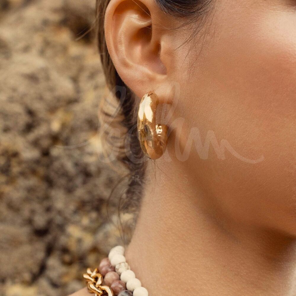 Stahl-Creolen – dick, gehämmert und gebürstet, 35 x 35 mm