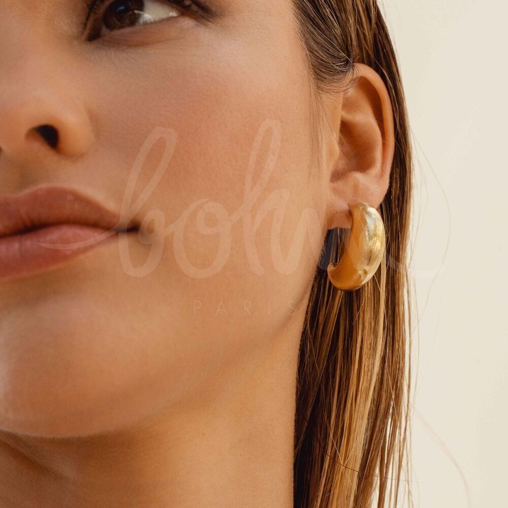 Graziella Creolen – gebürsteter Halbmond, 28 x 28 mm