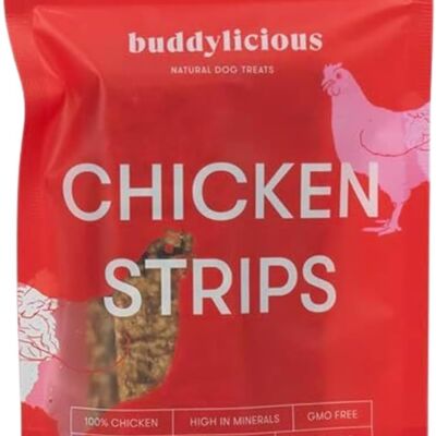 Buddylicious Golosinas para perros con tiras de pollo 100 % naturales