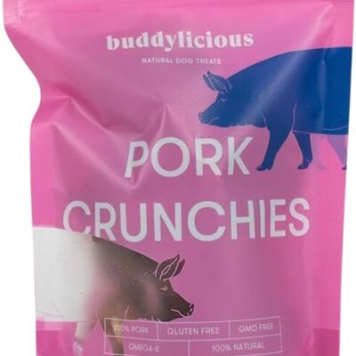 Buddylicious Golosinas para perros crujientes de cerdo 100 % naturales