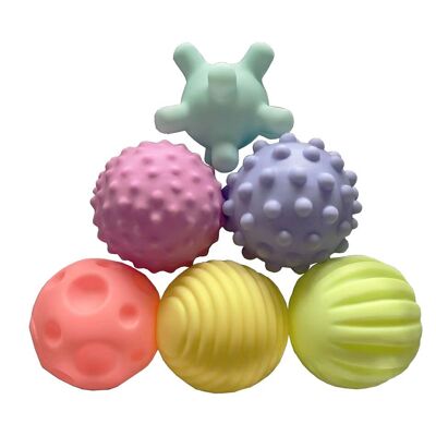 Bolas sensoriales con colores y estructuras, 6 uds.