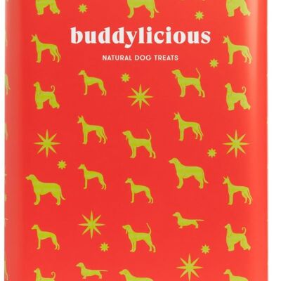 Buddylicious Natural Dog Treat Regalo Coleccionistas Lata Roja