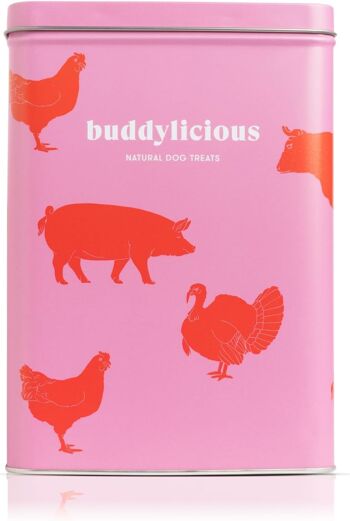 Buddylicious Gâteries naturelles pour chiens - Cadeau de collection en étain - Ferme 1