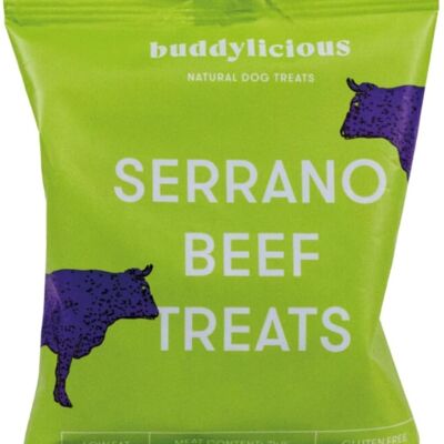 Gâteries naturelles et saines pour chiens au bœuf Serrano de Buddylicious