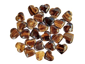 10 Pcs Lot de cristaux de coeur de calcite au chocolat (30mm - 35mm) 2