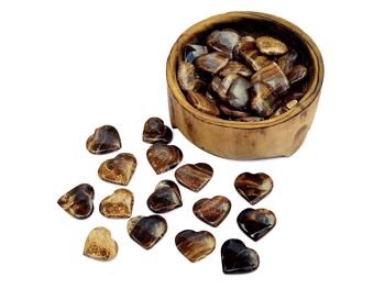 10 Pcs Lot de cristaux de coeur de calcite au chocolat (30mm - 35mm) 3