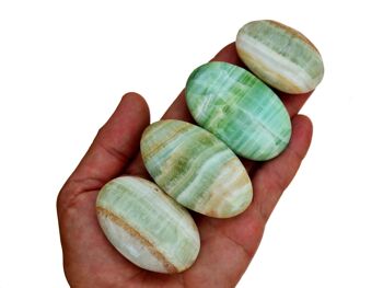 Pierre de palme calcite pistache (6-10 pièces) - (45 mm - 95 mm) 1 kg de calcite verte 3