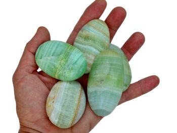 Pierre de palme calcite pistache (6-10 pièces) - (45 mm - 95 mm) 1 kg de calcite verte 6