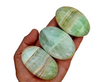 Pierre de palme calcite pistache (6-10 pièces) - (45 mm - 95 mm) 1 kg de calcite verte 7