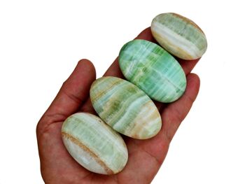 Pierre de palme calcite pistache (6-10 pièces) - (45 mm - 95 mm) 1 kg de calcite verte 10