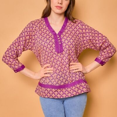 Top in cotone con scollo a V - Taglia unica - YYCT-9F-734