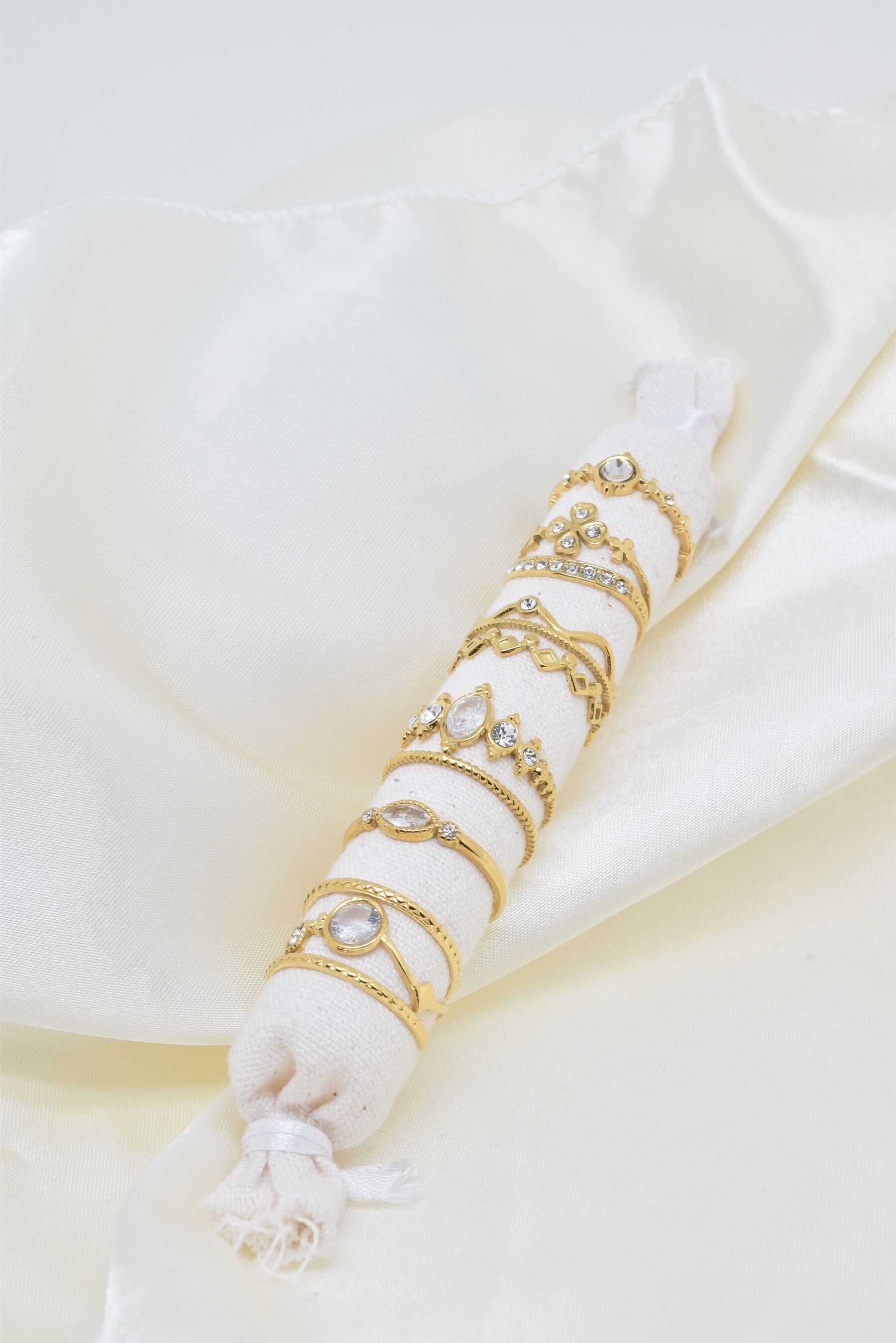 Set di 6 anelli regolabili in acciaio dorato - PR006BG-OR