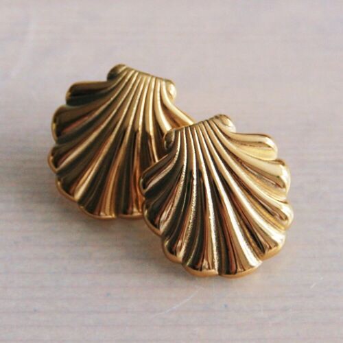 Stainless steel statement SHELL stud - gold