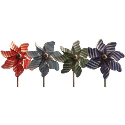 Windmill in 4 assorted colors with gold stripes Ø 17 cm.