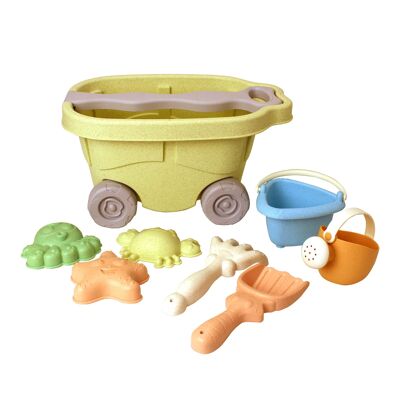 Magni | Set de playa con carro de paja de trigo 8 piezas