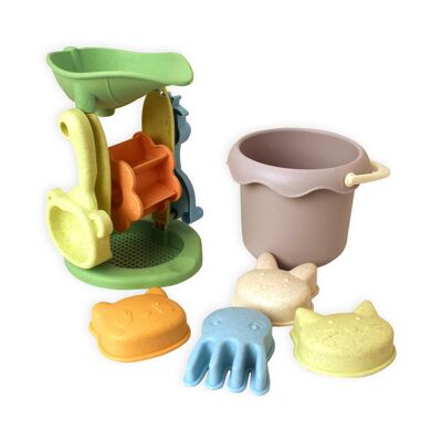 Magni | Set de playa de paja de trigo con molinillo, 8 piezas