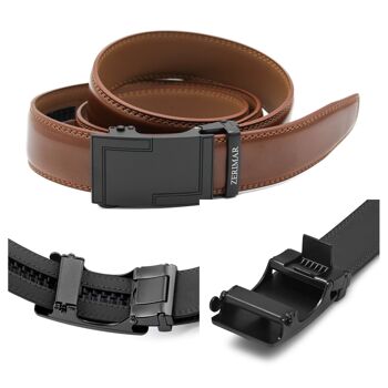 Cinturón de hombre con hebilla automática Cinturón de piel Ancho 3.5 cm-Zérimar 4