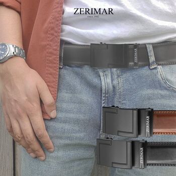 Cinturón de hombre con hebilla automática Cinturón de piel Ancho 3.5 cm-Zérimar 9