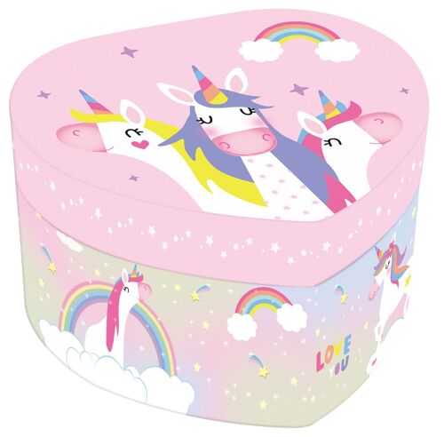 Magni - Jewellery box with music, Unicorn heart, pink