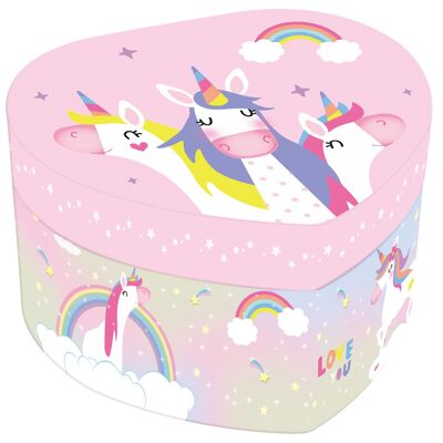 Magni | Jewellery box with music, Unicorn heart, pink