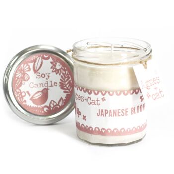 ACJJ-07 - Bougie en pot de confiture - Fleur japonaise - Vendue en 6x unité/s par extérieur