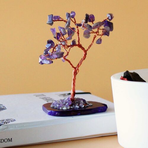 AGemT-02 - Gemstone Tree - Amethyst on Natural Agate Base (35 stones) - Sold in 1x unit/s per outer